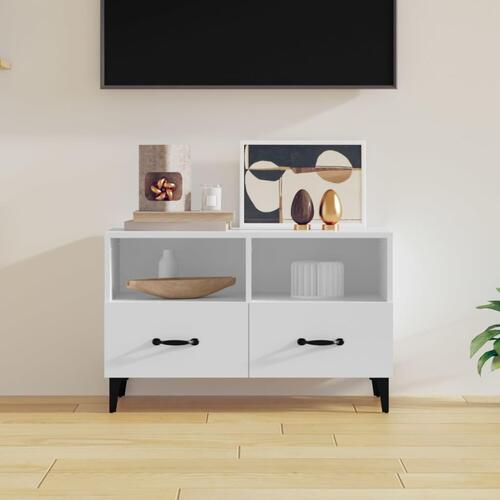 Tv-bord 80x36x50 cm konstrueret træ hvid
