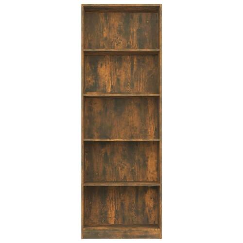 Bogreol m. 5 hylder 60x24x175 cm konstrueret træ røget egetræ