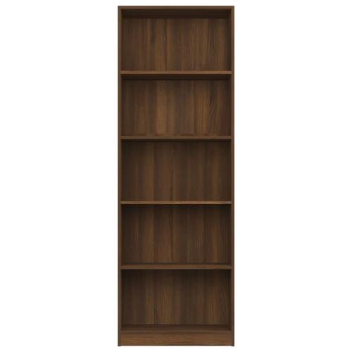 Bogreol m. 5 hylder 60x24x175 cm konstrueret træ brunt egetræ