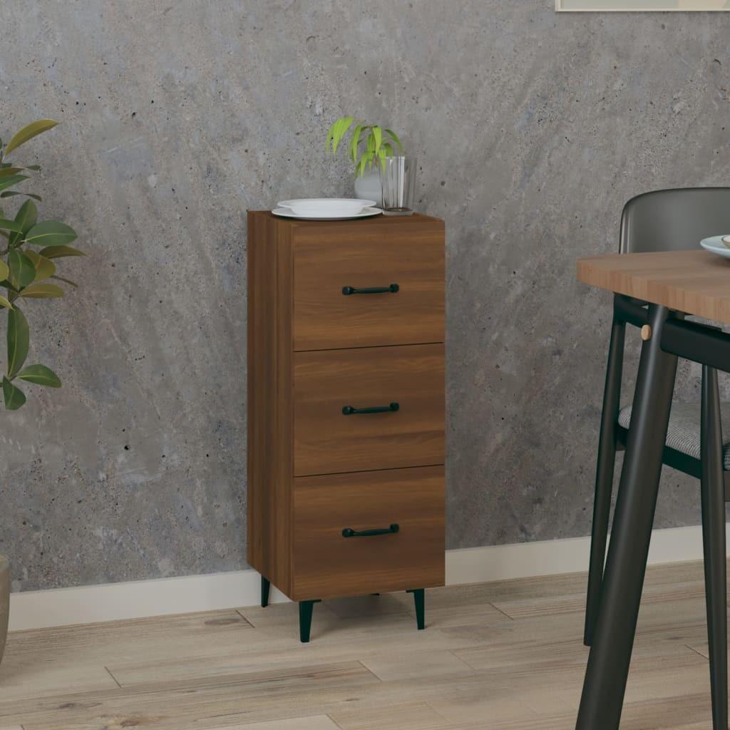 Skænk 34,5x34x90 cm konstrueret træ brun egetræsfarve