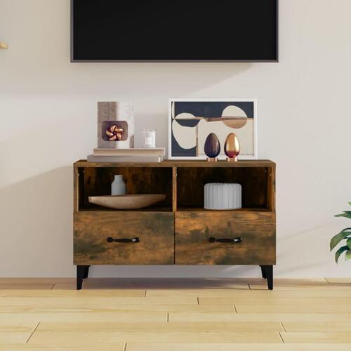 Tv-bord 80x36x50 cm konstrueret træ røget egetræsfarve