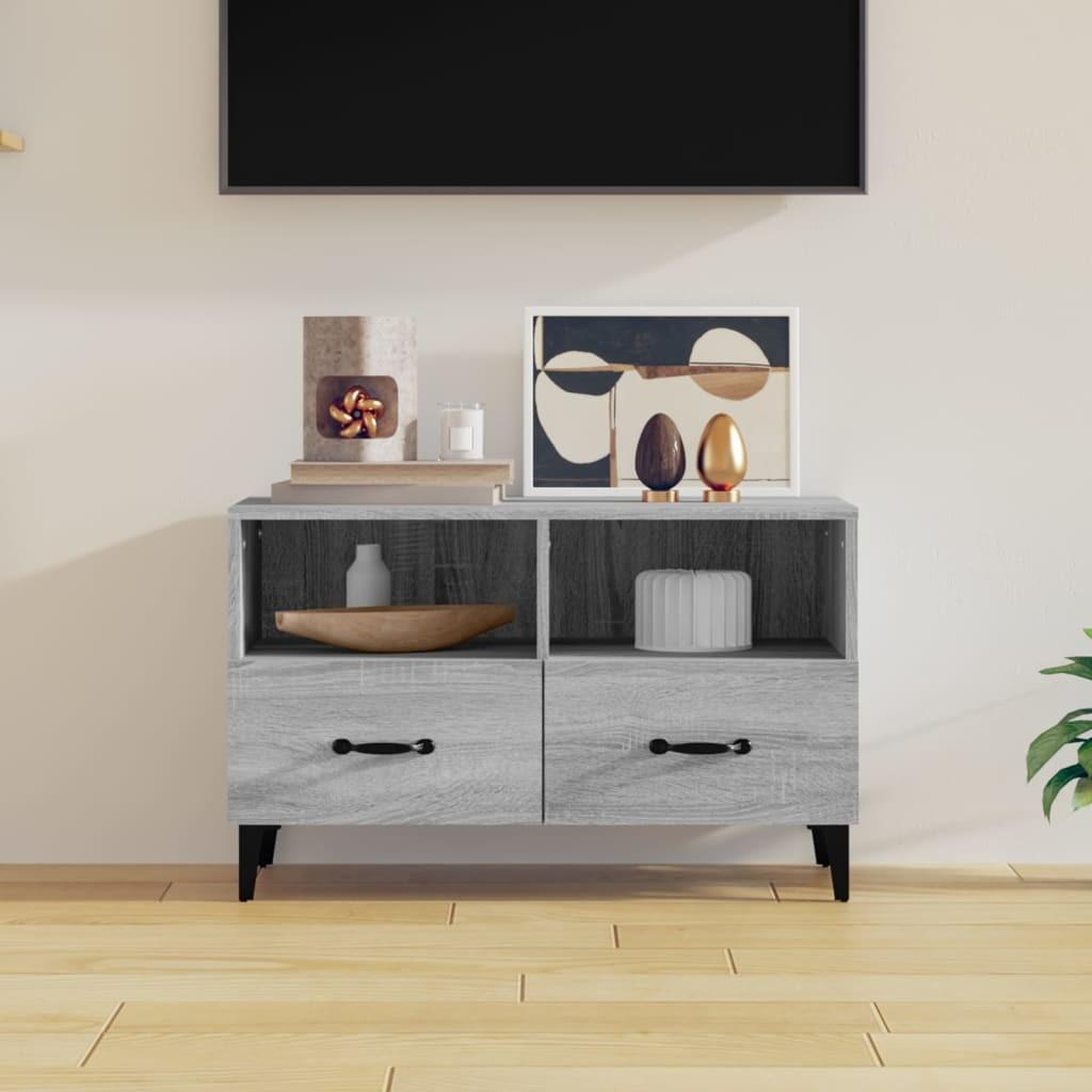 Tv-bord 80x36x50 cm konstrueret træ grå sonoma-eg