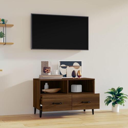 Tv-bord 80x36x50 cm konstrueret træ brun egetræsfarve