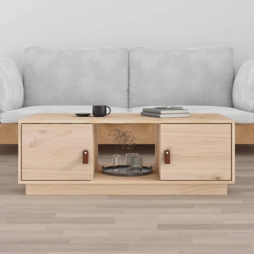 Sofabord i massivt fyrretræ 100 × 50 × 35 cm - med opbevaring