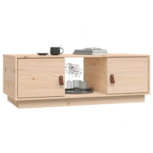 Sofabord i massivt fyrretræ 100 × 50 × 35 cm - med opbevaring