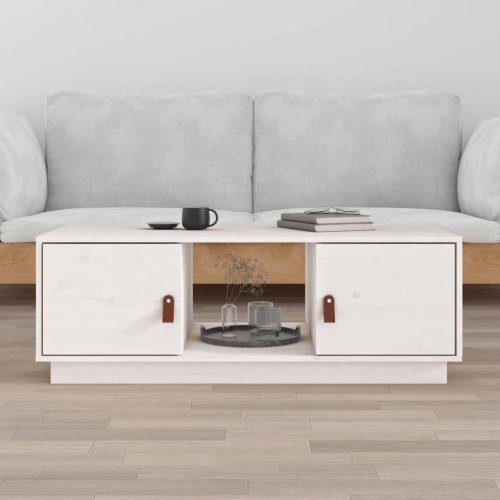 Sofabord i massivt fyrretræ - hvid, 100 × 50 × 35 cm