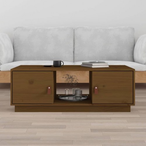 Sofabord i massivt fyrretræ 100×50×35 cm - gyldenbrun
