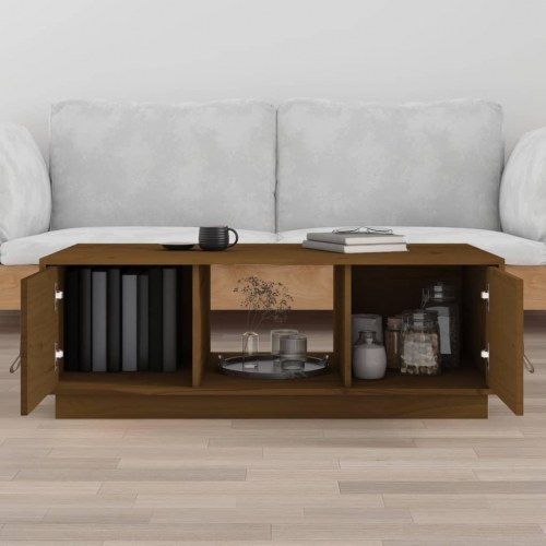 Sofabord i massivt fyrretræ 100×50×35 cm - gyldenbrun