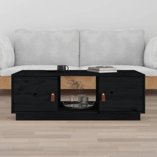 Sofabord i massivt fyrretræ - sort, 100 × 50 × 35 cm