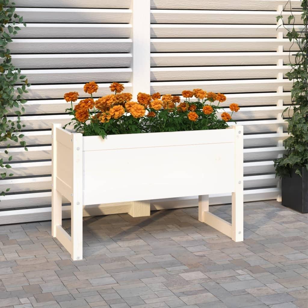 Plantekasse 78x40x52 cm massivt fyrretræ hvid
