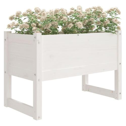 Plantekasse 78x40x52 cm massivt fyrretræ hvid