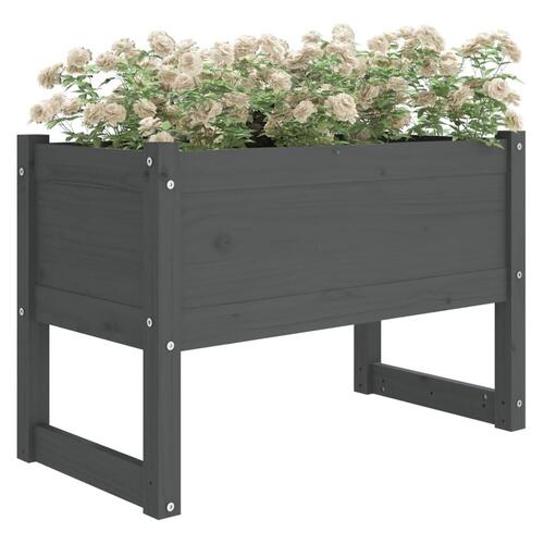 Plantekasse 78x40x52 cm massivt fyrretræ grå