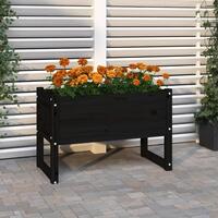 Plantekasse 78x40x52 cm massivt fyrretræ sort