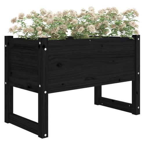 Plantekasse 78x40x52 cm massivt fyrretræ sort