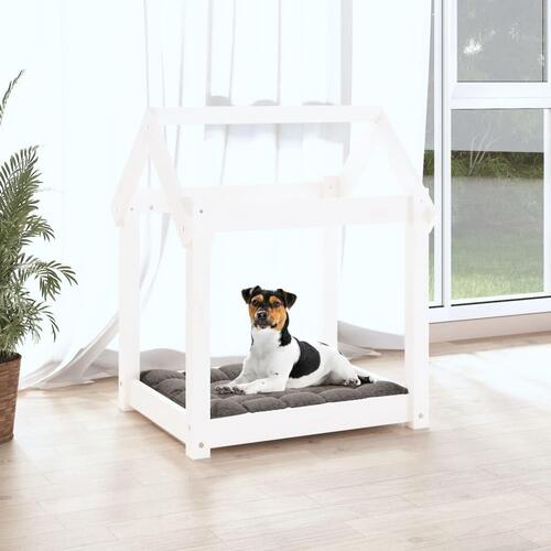Hundeseng 61x50x70 cm massivt fyrretræ hvid