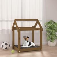 Hundeseng 61x50x70 cm massivt fyrretræ gyldenbrun