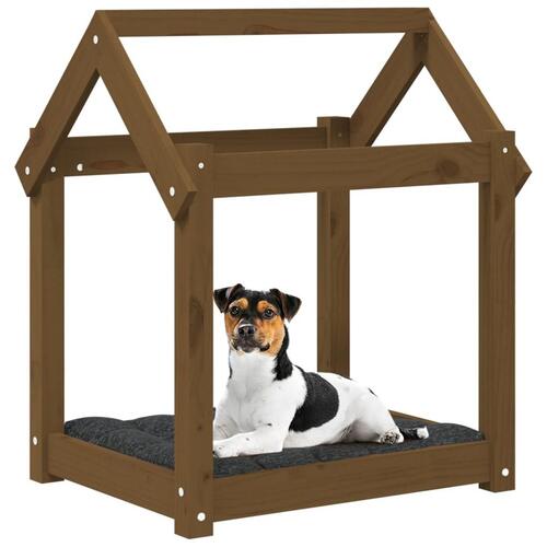 Hundeseng 61x50x70 cm massivt fyrretræ gyldenbrun