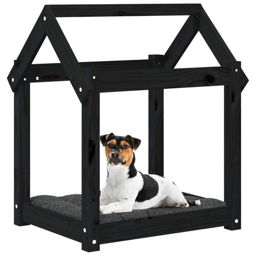 Hundeseng 61x50x70 cm massivt fyrretræ sort