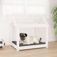 Hundeseng 71x55x70 cm massivt fyrretræ hvid