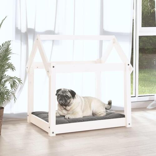 Hundeseng 71x55x70 cm massivt fyrretræ hvid