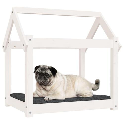 Hundeseng 71x55x70 cm massivt fyrretræ hvid