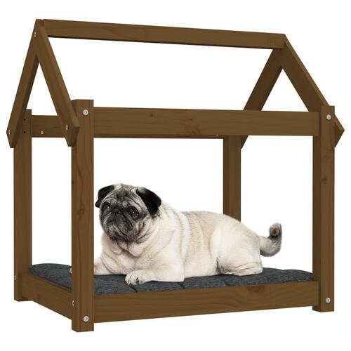 Hundeseng 71x55x70 cm massivt fyrretræ gyldenbrun