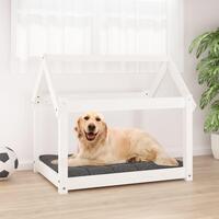 Hundeseng 81x60x70 cm massivt fyrretræ hvid