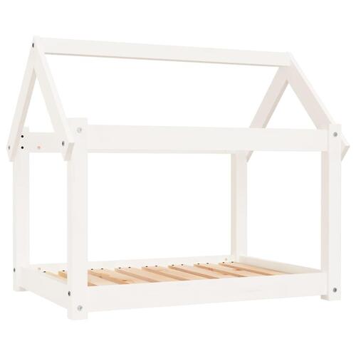 Hundeseng 81x60x70 cm massivt fyrretræ hvid