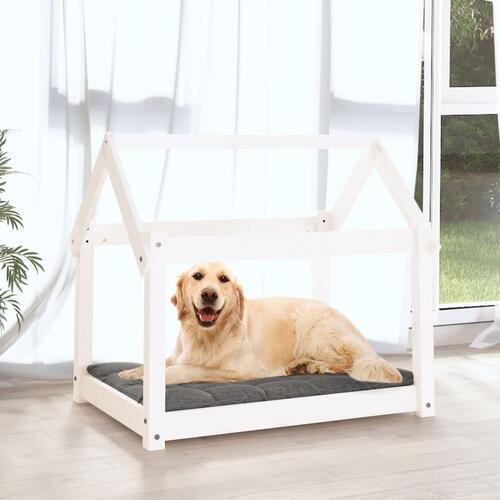 Hundeseng 81x60x70 cm massivt fyrretræ hvid