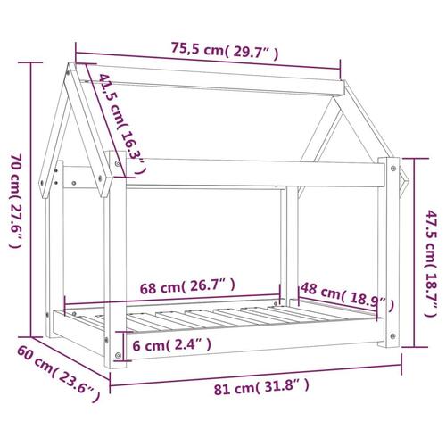 Hundeseng 81x60x70 cm massivt fyrretræ hvid