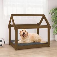 Hundeseng 81x60x70 cm massivt fyrretræ gyldenbrun