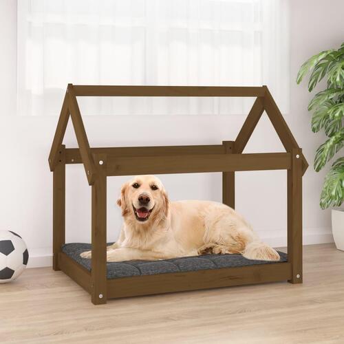 Hundeseng 81x60x70 cm massivt fyrretræ gyldenbrun