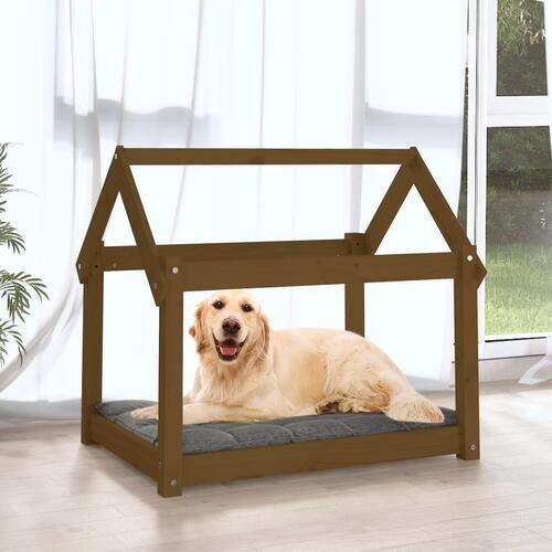 Hundeseng 81x60x70 cm massivt fyrretræ gyldenbrun