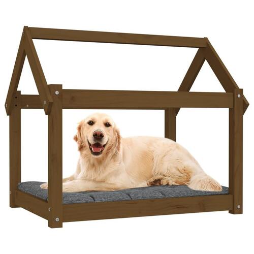 Hundeseng 81x60x70 cm massivt fyrretræ gyldenbrun