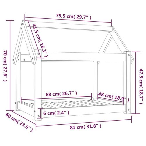 Hundeseng 81x60x70 cm massivt fyrretræ gyldenbrun