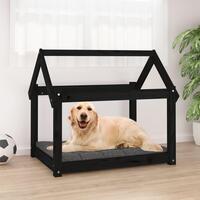 Hundeseng 81x60x70 cm massivt fyrretræ sort