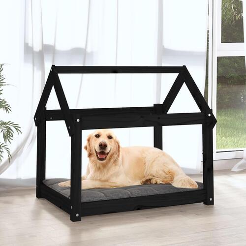 Hundeseng 81x60x70 cm massivt fyrretræ sort