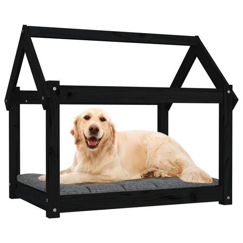 Hundeseng 81x60x70 cm massivt fyrretræ sort