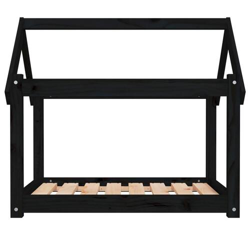 Hundeseng 81x60x70 cm massivt fyrretræ sort