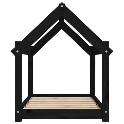 Hundeseng 81x60x70 cm massivt fyrretræ sort