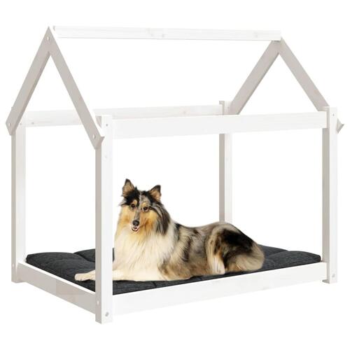 Hundeseng 101x70x90 cm massivt fyrretræ hvid