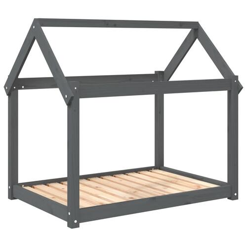 Hundeseng 101x70x90 cm massivt fyrretræ grå