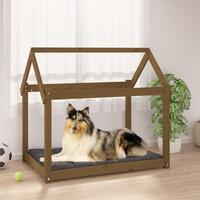Hundeseng 101x70x90 cm massivt fyrretræ gyldenbrun