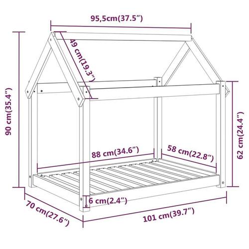 Hundeseng 101x70x90 cm massivt fyrretræ gyldenbrun