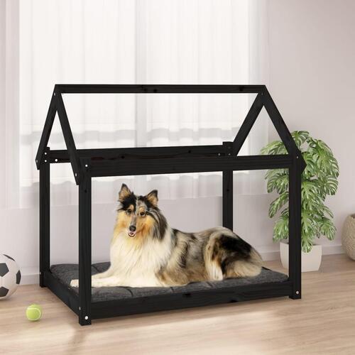 Hundeseng 101x70x90 cm massivt fyrretræ sort