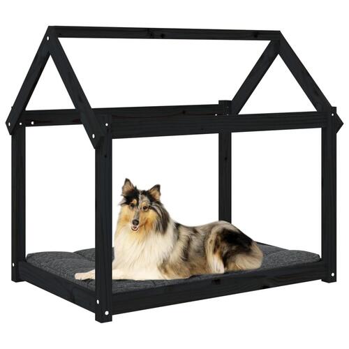 Hundeseng 101x70x90 cm massivt fyrretræ sort