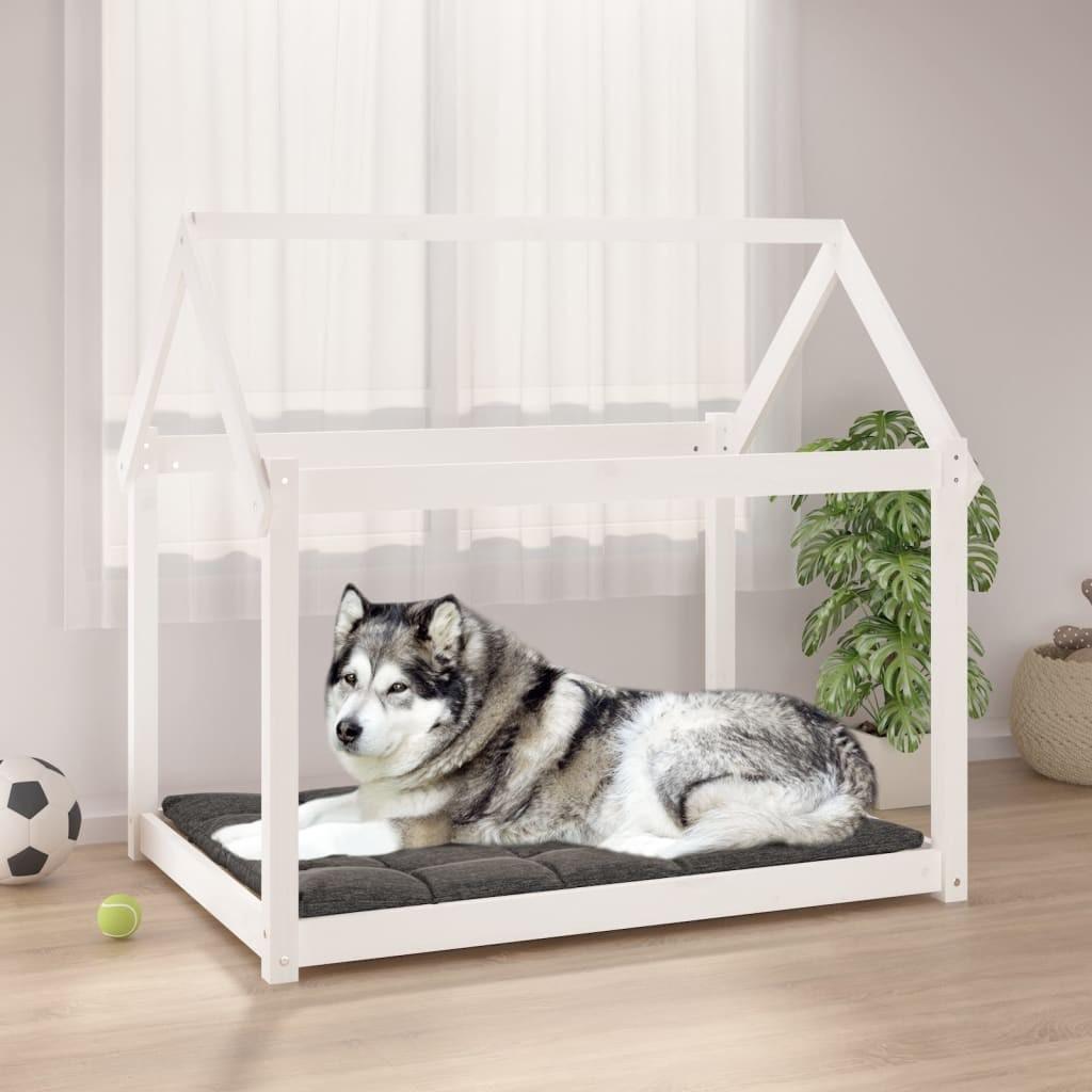 Hundeseng 111x80x100 cm massivt fyrretræ hvid