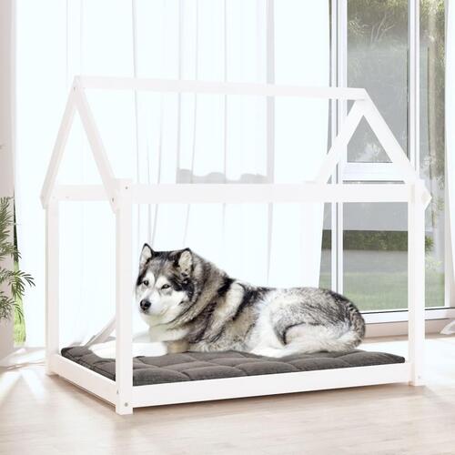 Hundeseng 111x80x100 cm massivt fyrretræ hvid