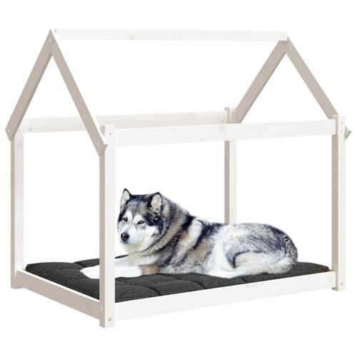 Hundeseng 111x80x100 cm massivt fyrretræ hvid