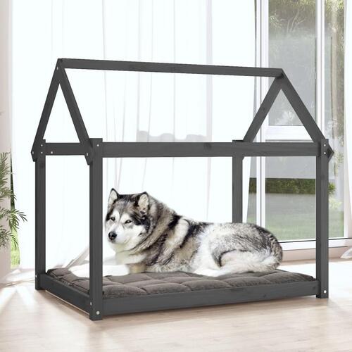 Hundeseng 111x80x100 cm massivt fyrretræ grå
